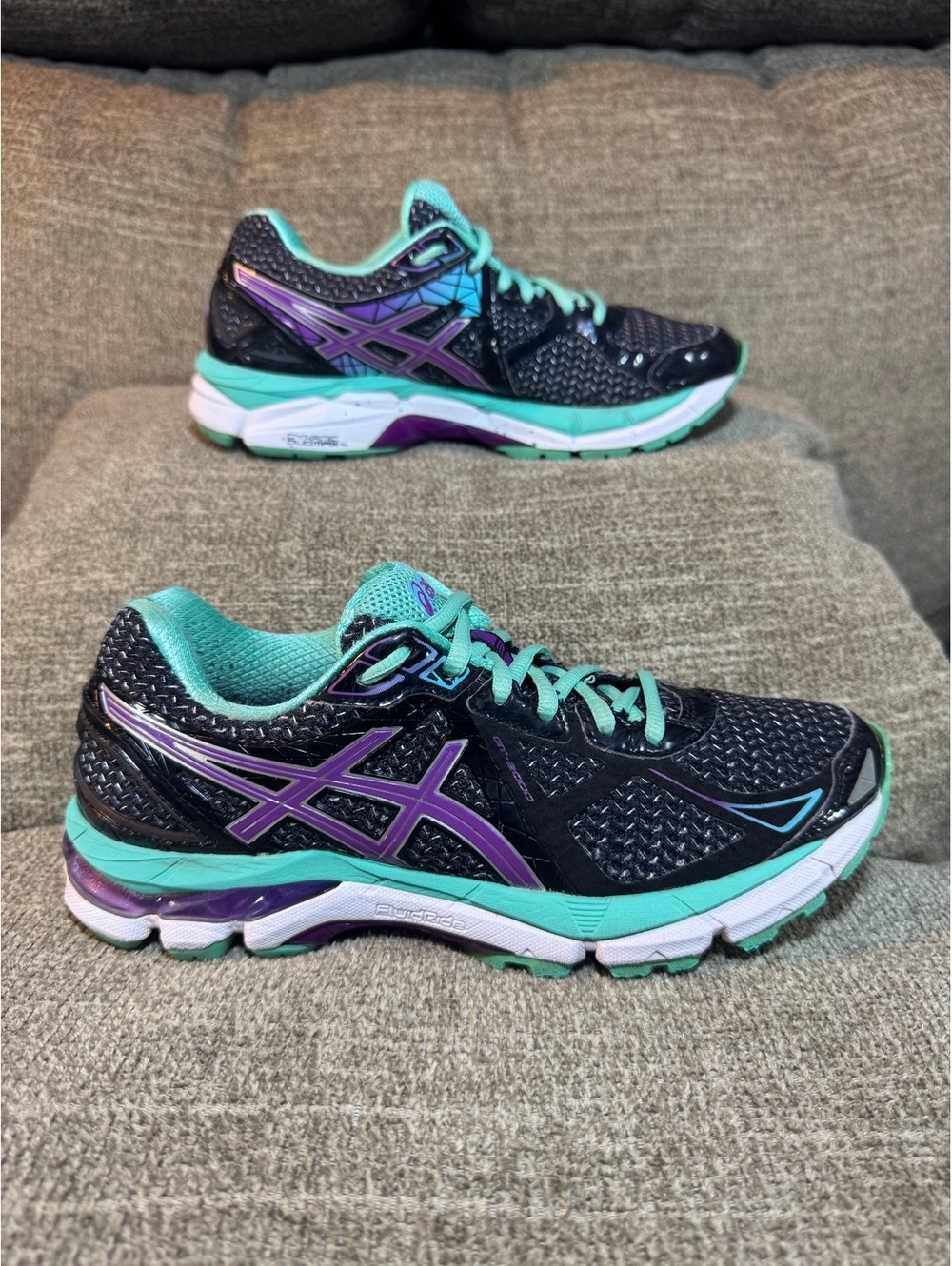 ASICS GT-2000 3 Women's Running Shoes Size 7 Black Purple Mint T550N
